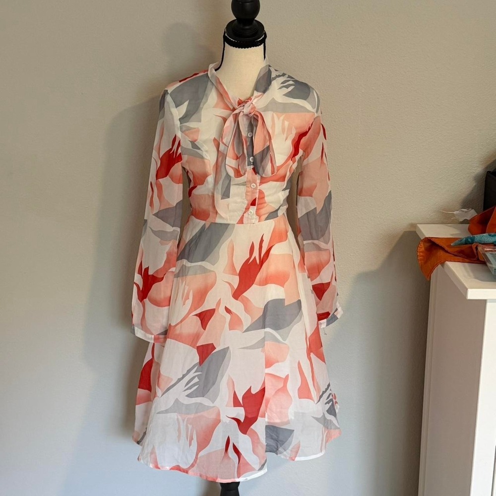ANONYME Designers Floral Tie Neck Dress NWOT Small - Picture 2 of 8